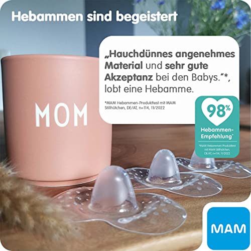 MAM Stillhütchen Größe M (ø 20 mm) im 2er-Set, extra weiche Brusthütchen zum Schutz beim Stillen, Brustwarzenschutz für maximalen Hautkontakt zwischen Mutter und Kind – Bild 4