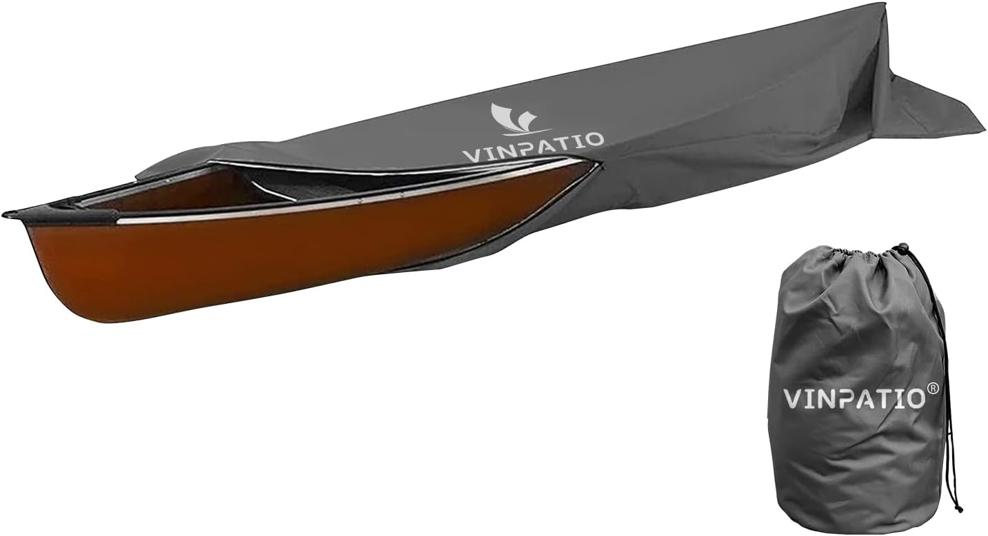 600D Kayak Cover 10 FT, Upgraded Full Coverage Waterproof Canoe Storage Bag with Zipper, Heavy-Duty UV Protection & Dust Resistant for Fishing Boats & Paddle Boards 10ft Long, 27inch Beam Width Dark Gray