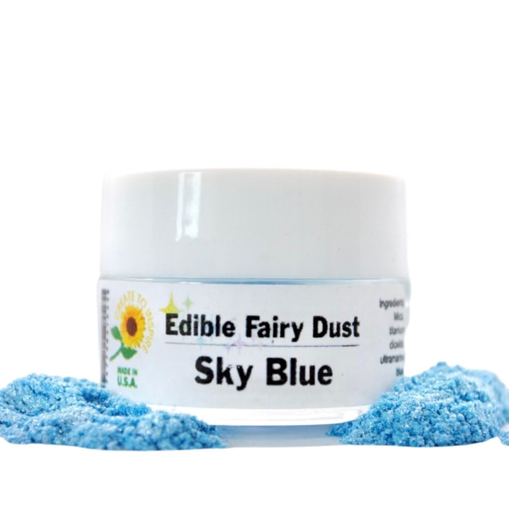 Edible Dessert Glitter for Drinks, Cocktails, Beverages, Desserts, Cake Decorating | White Edible Shimmer for Cakes, Drinks, Cupcakes | 6 Grams | Vegan, Kosher, & Nut Free | Edible Glitter (Blue)