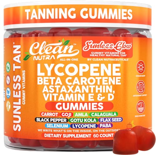 Sunless Glow Lycopene Beta Carotene Tanning Gummies Astaxanthin Vitamin C D E Flax Seed Selenium