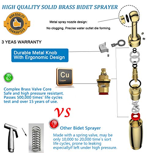 Cloth Diaper Sprayer for Toilet, Uvish Handheld Bidet Sprayer for Toilet Water Sprayer, Premium Solid Brass Matte Black Bathroom Bidet Spray Toilet Jet Spray-Easy to Install with Complete Accessories