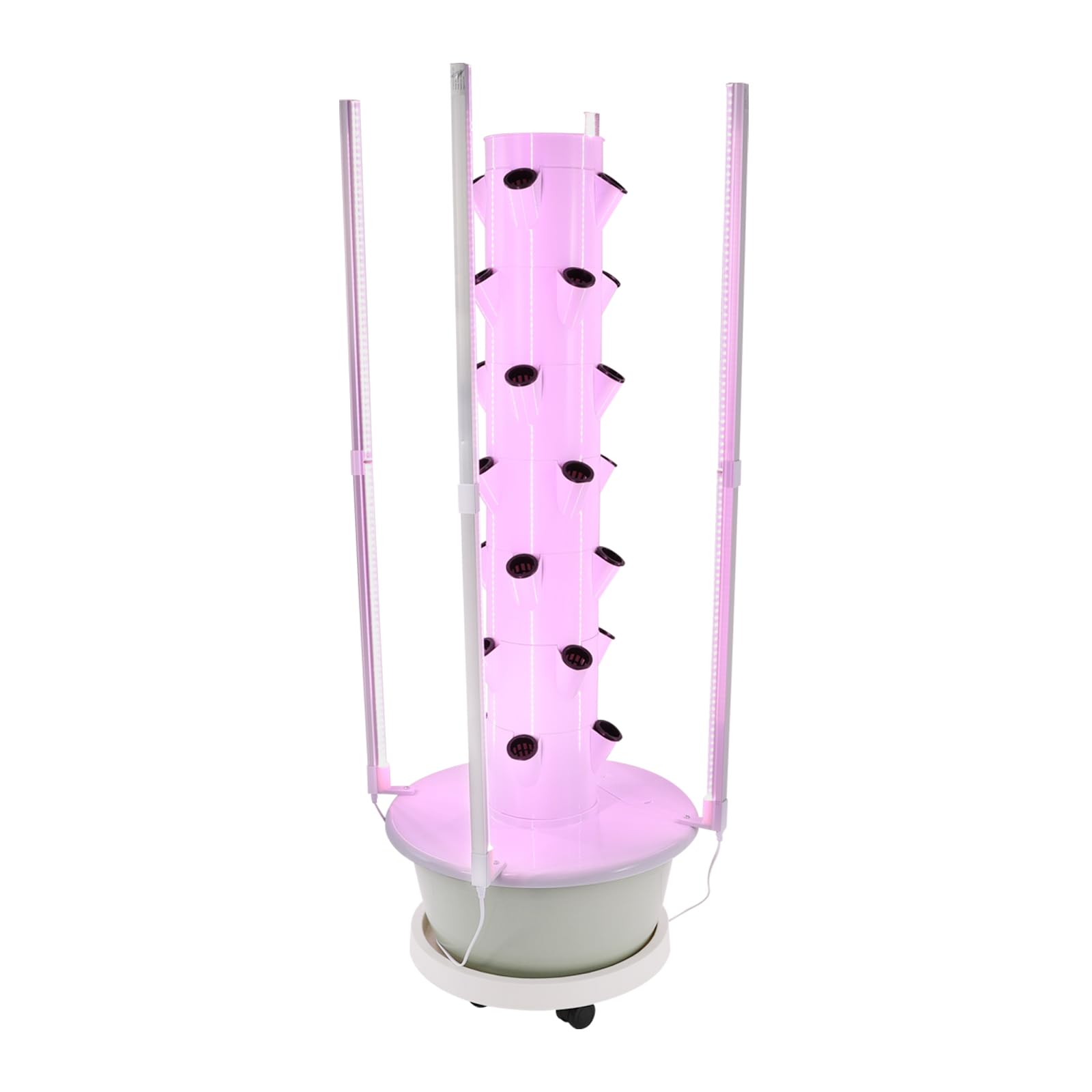 Torre hidropónica vertical de 7 pisos, 28 agujeros, sistema hidropónico sin tierra con temporizador de bomba de agua e iluminación LED, kit hidropónico vertical para el cultivo de hierbas en casa