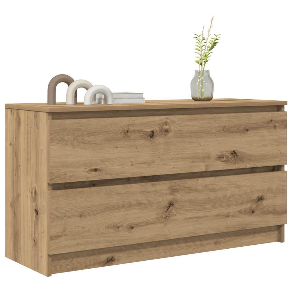 Mobile TV in rovere Artisan, 100 x 35 x 54 cm, con 2 cassetti, spazio portaoggetti, adatto per soggiorno, camera da letto, home theater, multimediale, angolo gaming