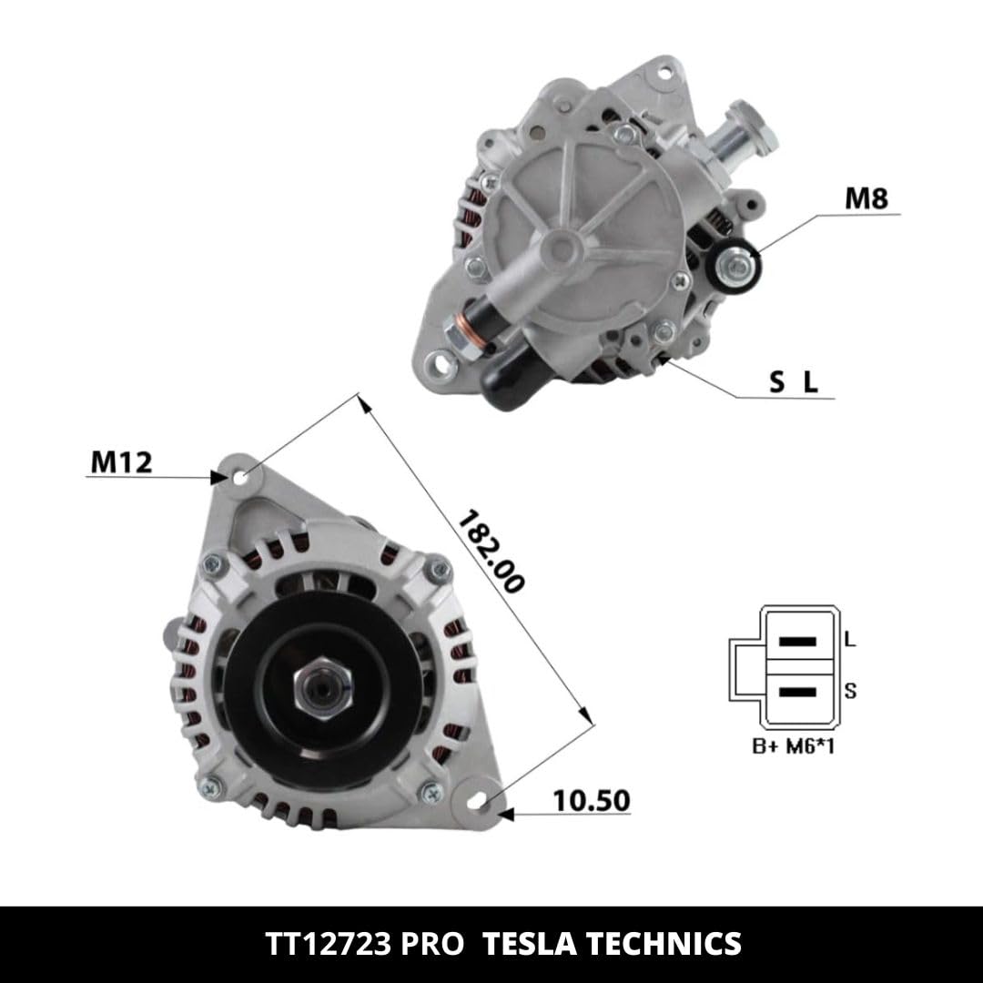 TT12723 PRO Alternatore per auto 12V, Alternatore 75A. Compatibile con MITSUBISHI. Eccellente rapporto qualità-prezzo. Installazione facile e garanzia.