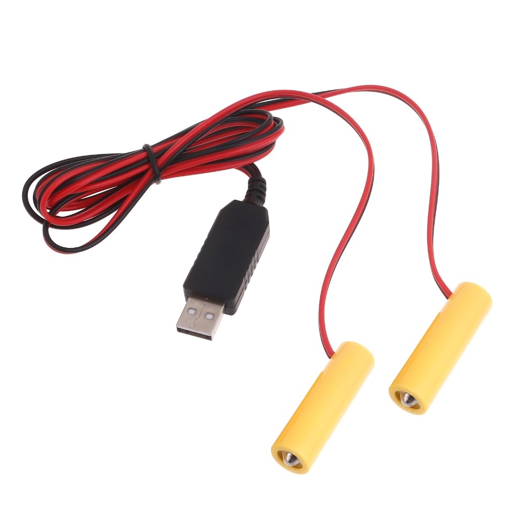 Elnwnnkc 2in1 AA Battery Eliminators USB Power Supply Replace 1.5V LR6 AA Batteries for Clock Toy Camera Christmas Strips