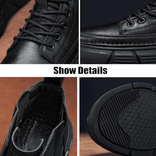 Men's Casual Italian High-top Leather Boots Outdoor Lace-up Shock-absorbing Softsole Business Dress Booties Waterproof Non-Slip Chukka Walking Ankle Boots4