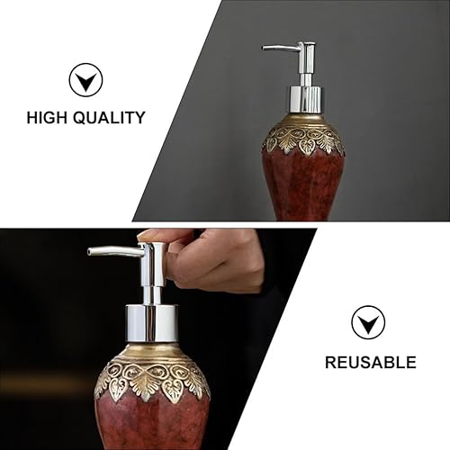 Miniatura 7 de Beaupretty Botella dispensadora de jabón retro de 10 onzas recargable para gel de ducha, contenedor de champú a prueba de fugas, soporte para baño