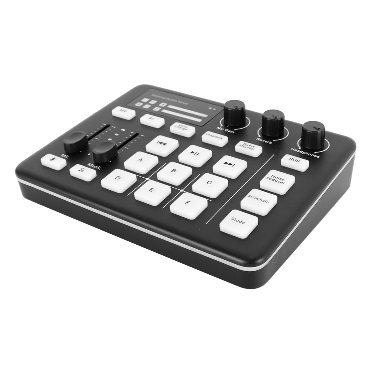 Mikser audio do gier, strumieniowanie RGB z interfejsem audio XLR do mikrofonu, zasilanie fantomowe 48 V, zmiana głosu, redukcja szumów, efekty dźwiękowe DIY
