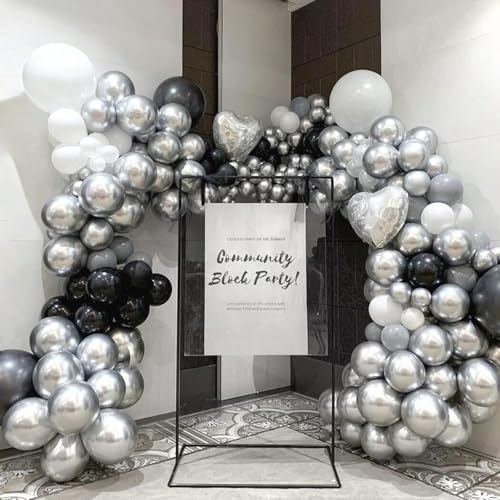 Image of Metallic Silver Balloons 50 pcs 12 Inch Chrome Silver Latex Balloons for New Year, Wedding, Baby Shower, Gender Reveal, Easter, Anniversary, Birthday, Christmas Party Decoration