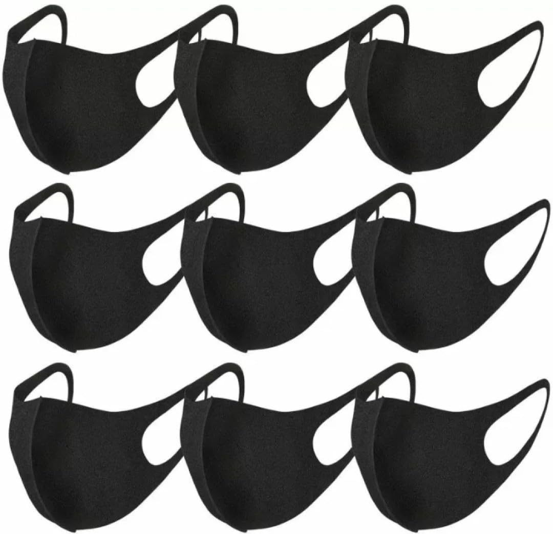 NELCOMED™ Scuba Face Mask Set (9 pc Pack,Black) Breathable, Washable & Reusable For Work, Sports, & Outdoors, Flexible Fit For Men, Women & Teens Children (B0DBPFT9TN) Amazon Price History, Amazon Price Tracker