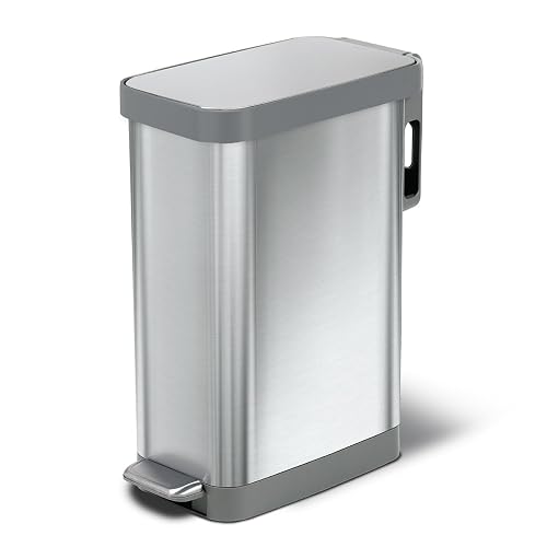 Glad Slim Trash Can with Odor Protection 12 Gallon 45 Liter All Stainless