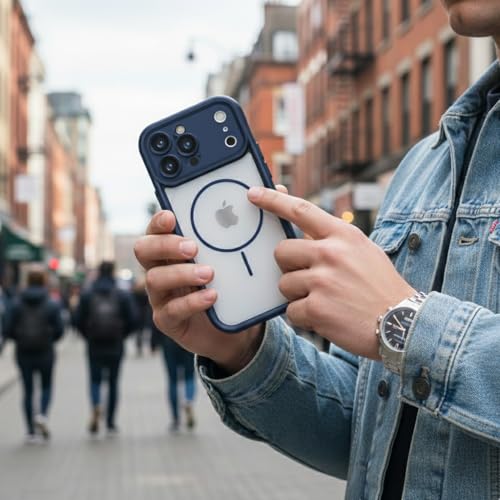 Image of Enflamo Back Cover Case for iPhone 17 Pro Polycarbonate Matte | Ultra Hybrid | Lens Protection & Raised Edges (Blue)