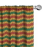 Ambesonne Rasta Curtains, Geometrical Zig Zag Triangle Inspired Shapes in Flag Colors Art Print, Window Treatments 2 Panel Set for Living Room Bedroom, Pair of - 28' x 84', Orange Green