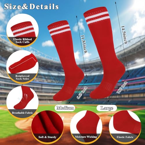 2 Pair Baseball Socks and Belt Set with Stripes for Youth Adult Softball Socks Men Youth Strenchy Baseball Belt Combo2