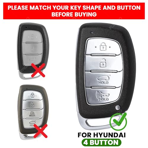 Image of Coll of Fest Premium Metal Silicon Key Cover Compatible with Hyundai Creta | Venue | i20 | Tucson | Elantra | Alcazar | Creta 2022 4 Button Smart Key Glow in the Dark