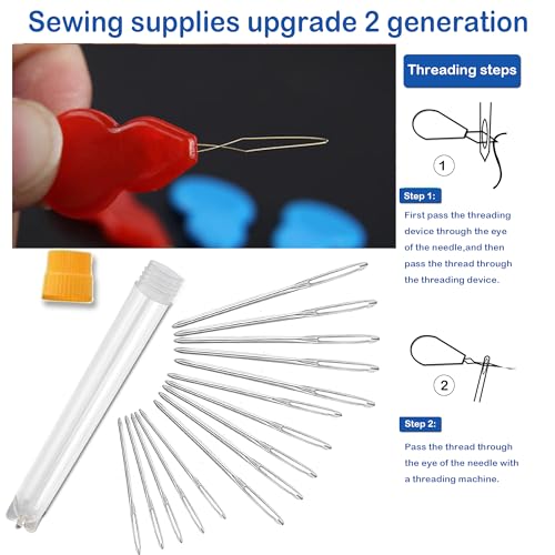 Image of Large-Eye Blunt Needles, Sewing Needles, Stainless Steel Embroidery Thread Needle, Handmade Yarn Knitting Needles Leather Needle, Suitable for Crochet Project. (15 PCS)