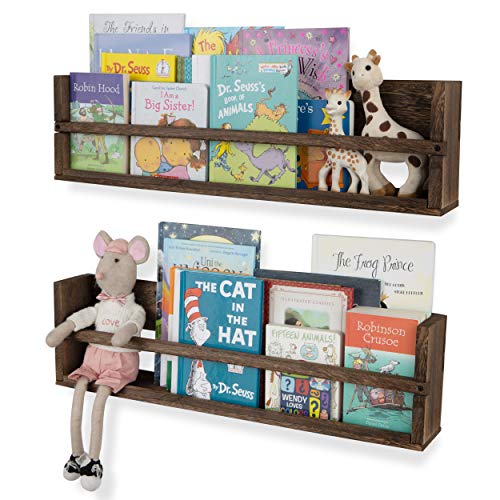 brightmaison Polynez 30' Floating Shelves for Nursery & Kids Room - Wall Multiuse Book Shelves, Set of 2 Brown Wood