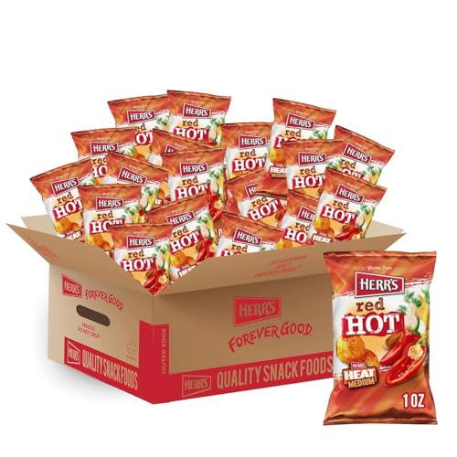 Herr's Red Hot Potato Chips, 1 Ounce (Pack of 42 Bags) – Crispy and Fiery Potato Chips – Perfect for Snack Lovers Who Like It Hot