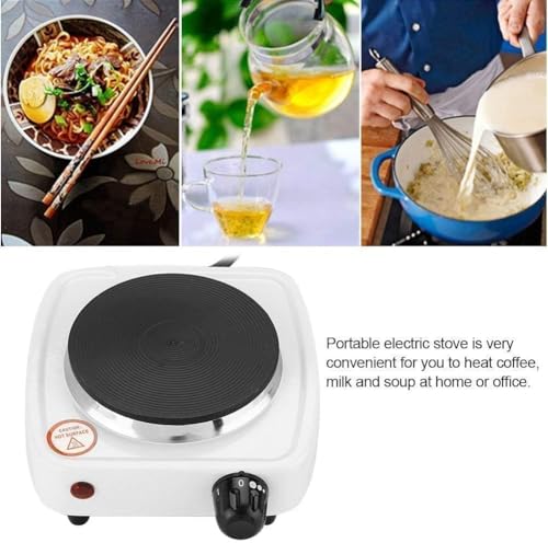 Image of Portable Electric Hot Plate, 1000W Single Burner Adjustable Temperature Control, Flexible Precise Table Top Camping, Caravan,Heavy Duty Cooking, 4 Heat Settings, Compact Durable White