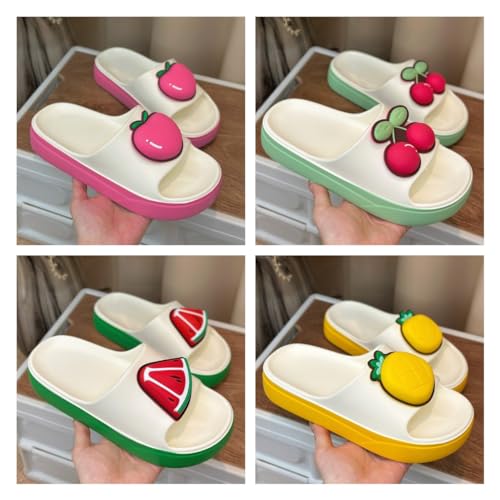Cute Kawaii Multi Colored Fruit Peach Pineapple Cheery Watermelon Pillow Slipper Cloud Slides Non-Slip Summer Slipper2