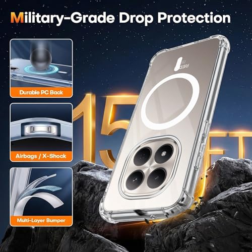 Image of Jkobi Shockproof Crystal-Clear Back Cover for Xiaomi Redmi Note 15 Pro 5G (Magsafe Wireless Support | Drop & Camera Protection | Hard Polycarbonate)