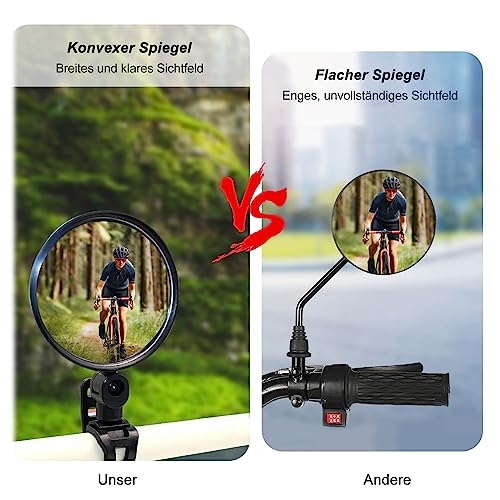 UAMLVCN Bicycle Mirror, Pack of 2, 360° Rotatable, Foldable Universal for Handlebars 15-35 mm, Left, for Bicycle Road Bike - Image 3