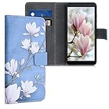 kwmobile Carcasa Compatible con Alcatel 1B (2020) Funda - Funda con Tarjetero y Stand de Cuero sintético - Magnolias