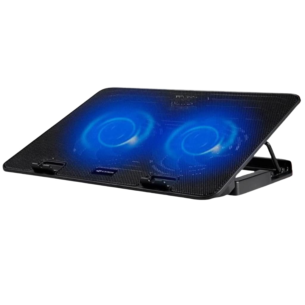 Base Refrigerada Para Notebook 2 Cooler Fina Inclinável USB Com Led Azul Base Para