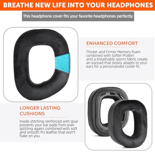 Replacement HS80 Earpads para Corsair HS80 RGB Wireless Headphones - Almohadillas de espuma viscoelástica, cuero proteinico, aislamiento de ruido, cómodas, repuesto miniatura 3