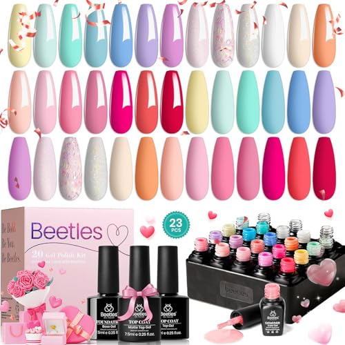 Beetles 23Pcs Gel Nail Polish Set with Base Gel Top ...