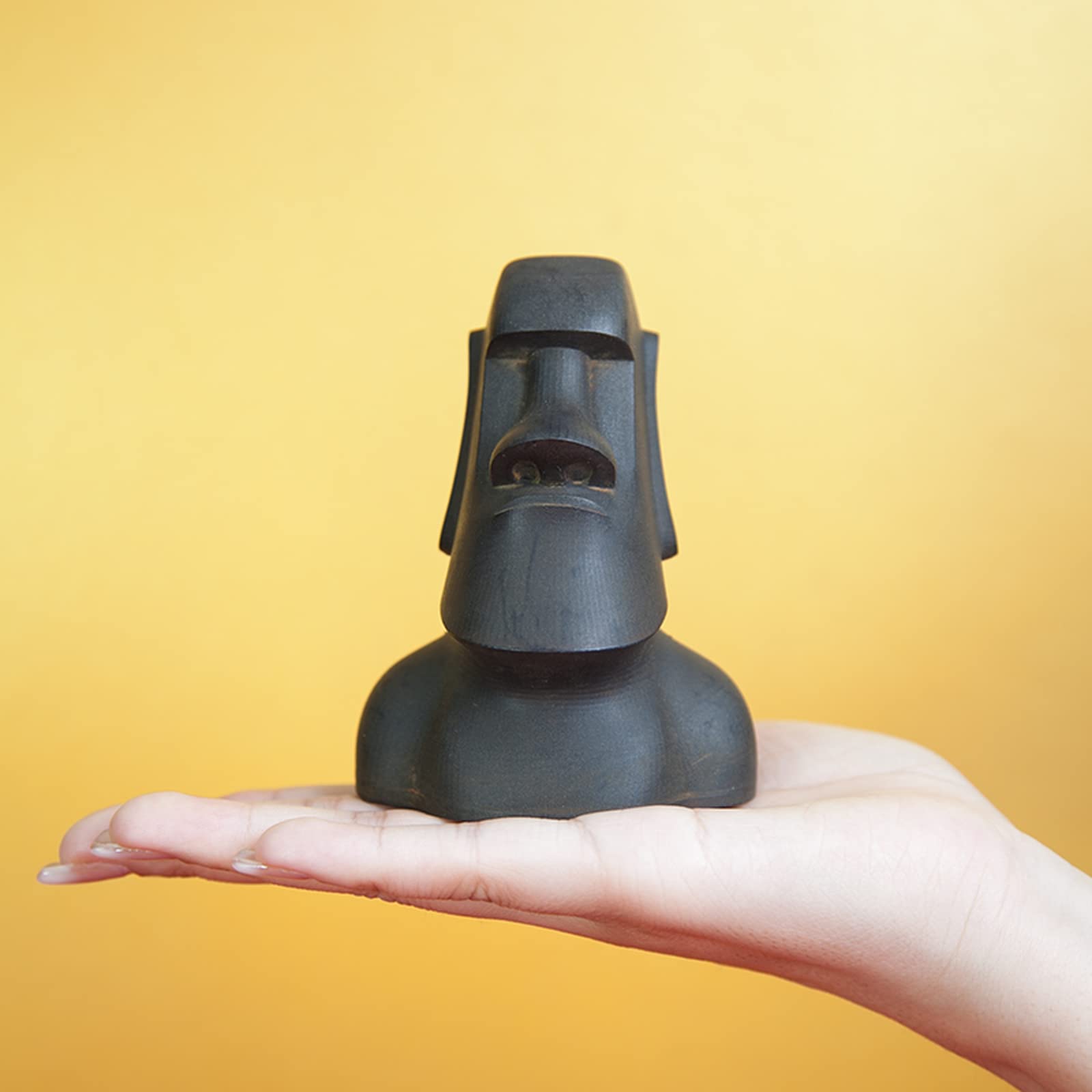NA Statua dell'isola di Pasqua in ghisa nera, monolite AHU Akivi Decor, antico ritratto romano moai testa scultura per tavolo soggiorno giardino ornamento