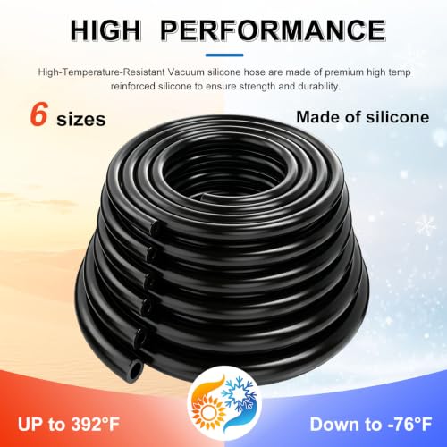 Image of Tnisesm 95Pcs Vacuum Line Kit, 5Ft Vacuum Hose Automotive with Vacuum Line Connectors& Clamps, High Performance Silicone Hose line Kit for Variety Car Piping System Replacement Vacuum Hoses