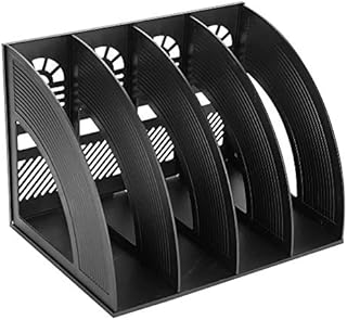 Desk File Organiser, KXF 4 Sections Sturdy Desktop Plastic Magazine File Holder Frames File Dividers Cabinet File Rack Display and Storage for School Office Paper Document