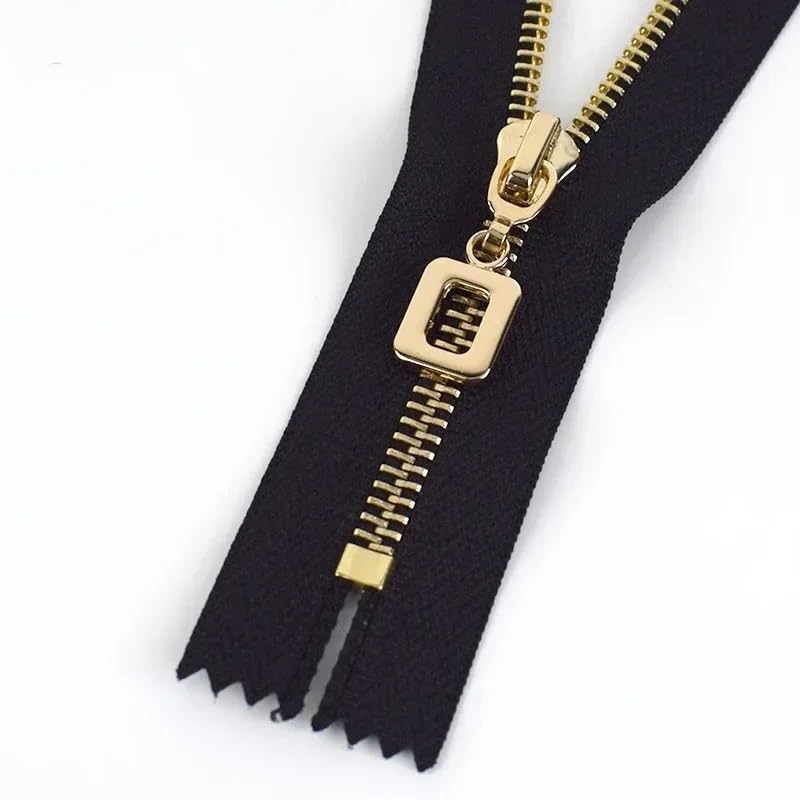 Cremalleras Metálicas 5 uds 15-30cm 3# cremallera de Metal decoración dientes dorados bolsa con cremalleras bolsillo Kit reparación cierre accesorios costura(GT001ZA117-Black,25cm)