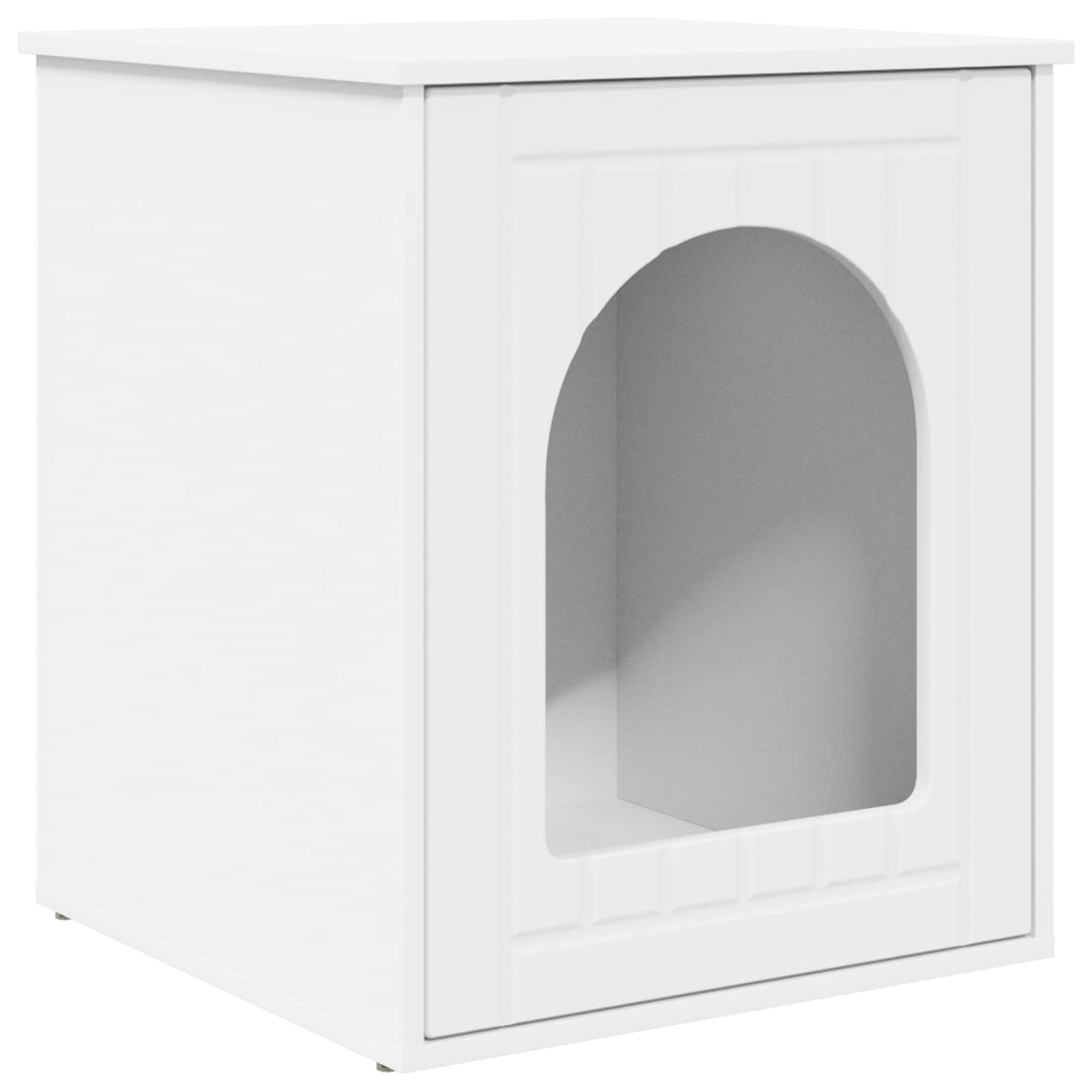 Cabane chat confortable en bois blanc avec lit chat robuste intégré