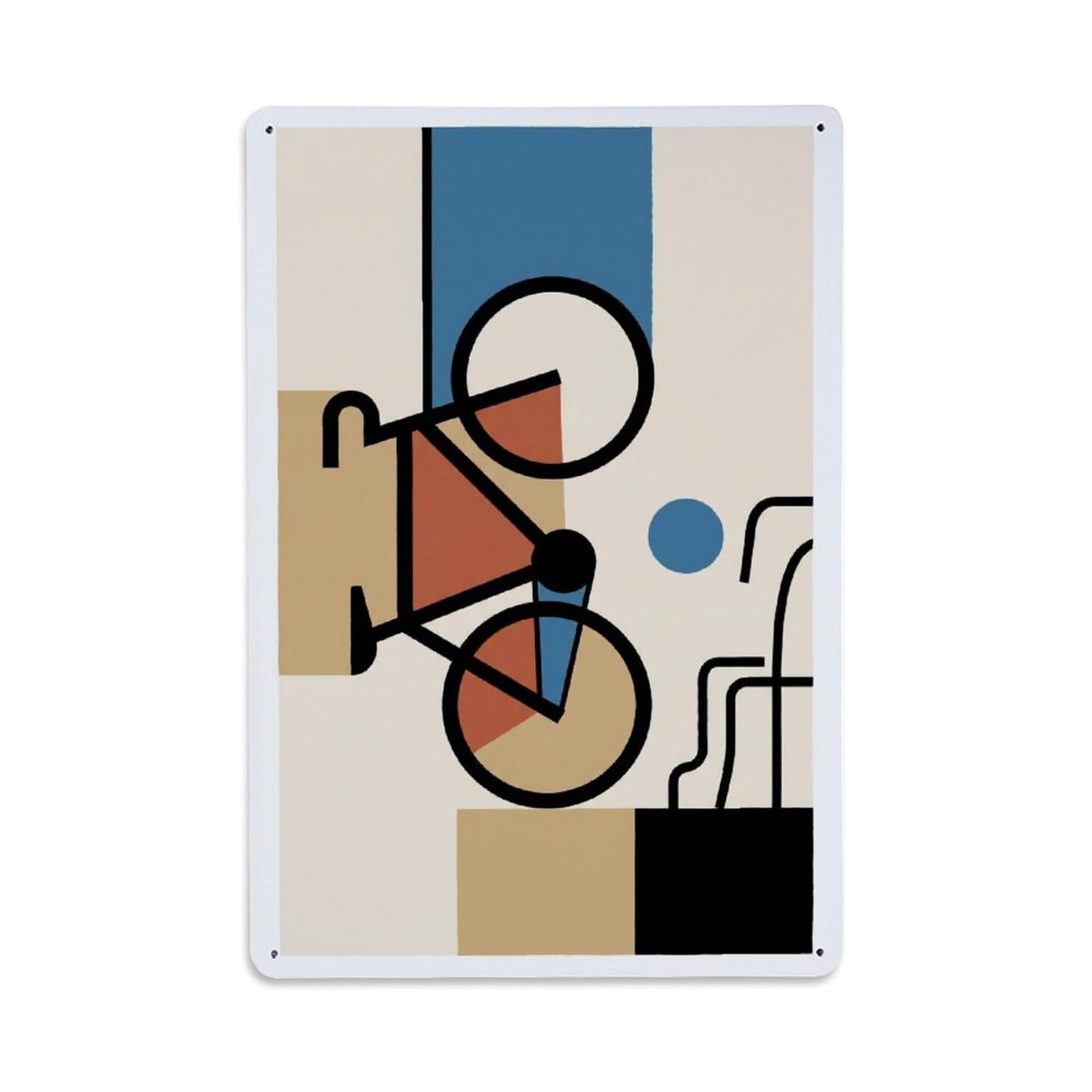 Bicycle Coffeehouse Urban Ride Geometry Culture Retro Metal Tin Sign Plaque Wall Decor for Cafe, Man Cave, Club Bar, Office, Home Garden Round Metal Poster 8x12Inch