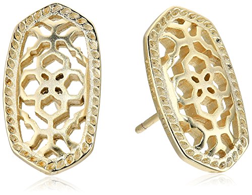Kendra Scott Ellie Stud Earrings for Women, Fashion Jewelry, 14k Gold-Plated, Rose Gold Filigree