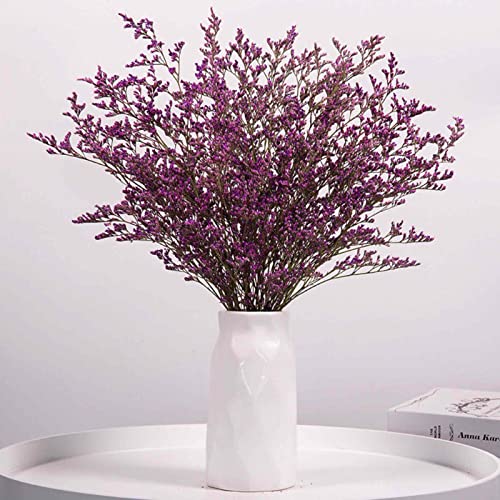 Dried Flowers Bouquet, Dry Caspia Flower Bundle, Floral Lavender, Babys Breath Artificial Flowers Arrangements for Wedding Decor, Door Wreath, Home Party Table Vase Decoration (Purple, 17'') - Thumbnail 4