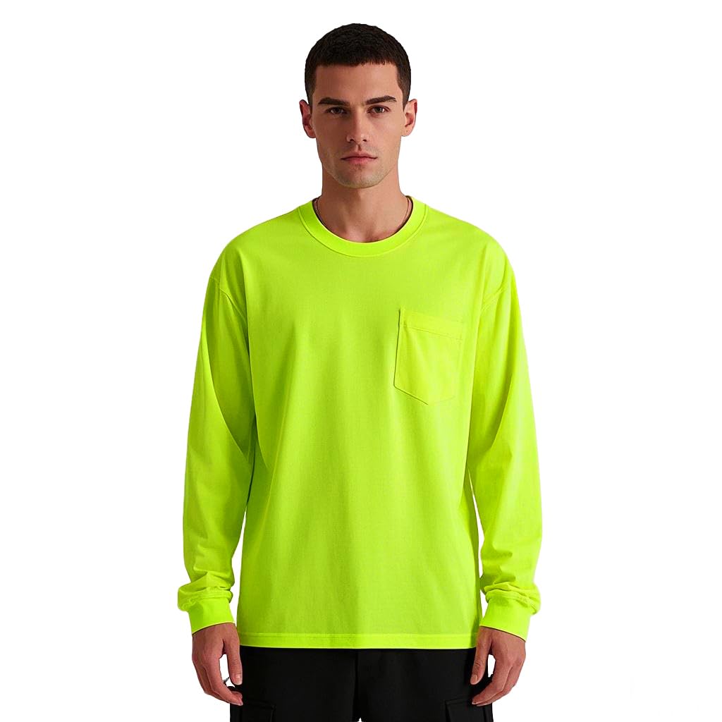 joyyangfang HI Vis Safety Shirt Long Sleeve High Visibility Breathable T Shirt for Work Warehouse Construction Yellow-picture-23