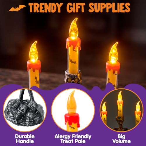 Image of JOYIN 2 Pcs Halloween Skeleton Candelabra Decorations, Light Up Haunted Candelabra Decor with LED Flameless Candles, Skull Candles Holder Flickering Glow Tabletop Decor for Indoor Haunted House