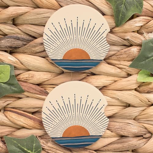 2PCS Boho Sun Posavasos de Cerámica para Carro miniatura 1
