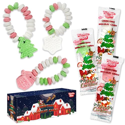 30 Pack Christmas Candy Bracelets - Individually Wrapped Holiday Themed Designs & Delicious Flavor -Bulk Christmas Candy Use For Stocking Stuffers, Party Favors, Classroom Partys & Holiday Treats - image 1