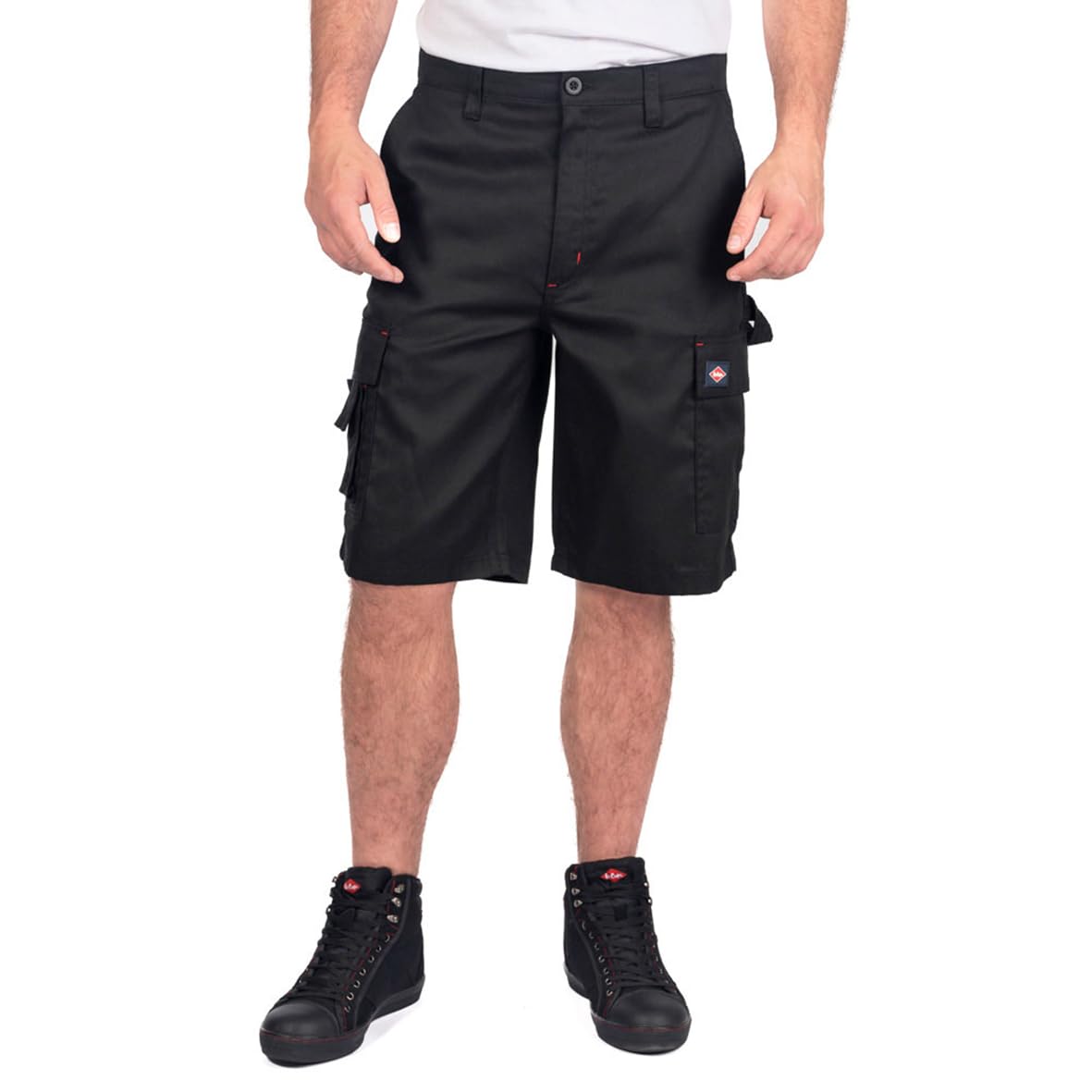 Lee Cooper Classic Multi Pocket Cargo Heavy Duty Easy Care Workwear Shorts, Blac