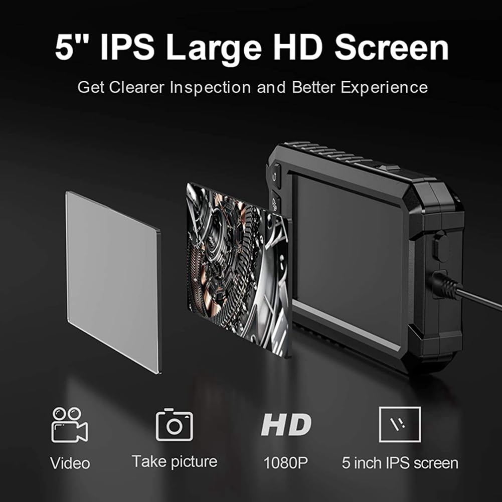 Endoscopi a doppio schermo IPS IP67 con zoom 1.5X 1080P 8 mm, endoscopi industriali staccabili, 10 m