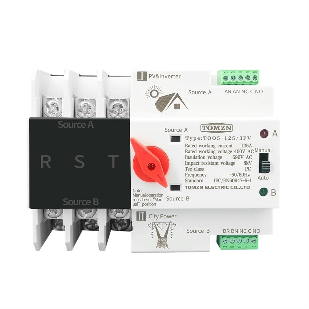 Interruttore Magnetotermico 2p 3p 4p. Guida DIN. ATS. for PV. E inverter Dual Power Automatic Transfer Selector Switch Inininterrottui 6 3a 100A 125a(4,63A)
