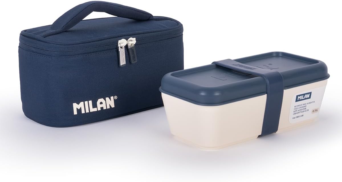 MILAN 08805SNCB Small Isothermal Food Carrier Bag with 1 Container (1.5L) 1918 Series, Navy Blue, 22 x 12,5 x 12 cm