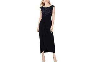 Apparel Petite Women's Cap Sleeve Maxi Evening Dress