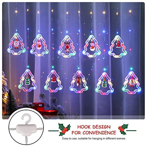 Christmas Window Lights - BLOOMWIN Lighted Xmas Window Decorations - Tree Shape Ring Light with Ornament Curtain Light Indoor - USB Novelty String Hanging Lights for Christmas Home Bedroom Decor - image 5