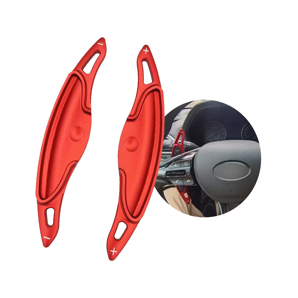 ontto Auto Lenkrad Schaltwippen Verlängerung Schaltpaddel Passt für Hyundai I30 Wagon N Line Veloster Kona Elantra Avante GT CN7 2019-2024 Schalthebel Metall Shift Paddle Shifter Erweiterung-Rot