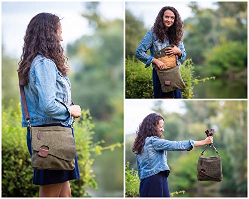 LECONI Umhängetasche für Damen Crossbag Veloursleder Echtleder Natur Damentasche Schultertasche Ledertasche Freizeittasche für Frauen Wildleder Handtasche 29x29x6cm LE3027-VL – Bild 3